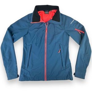 ICEPEAK Biggs Softshell Ski Jacket Men's sz 36 **No Hood** GUC Blue w/Coral Trim